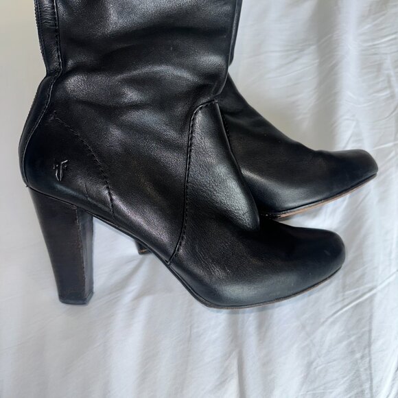 Frye Marissa Womens Back Zip Tall Black Leather Zip Up Boots US 10 M - Picture 3 of 9